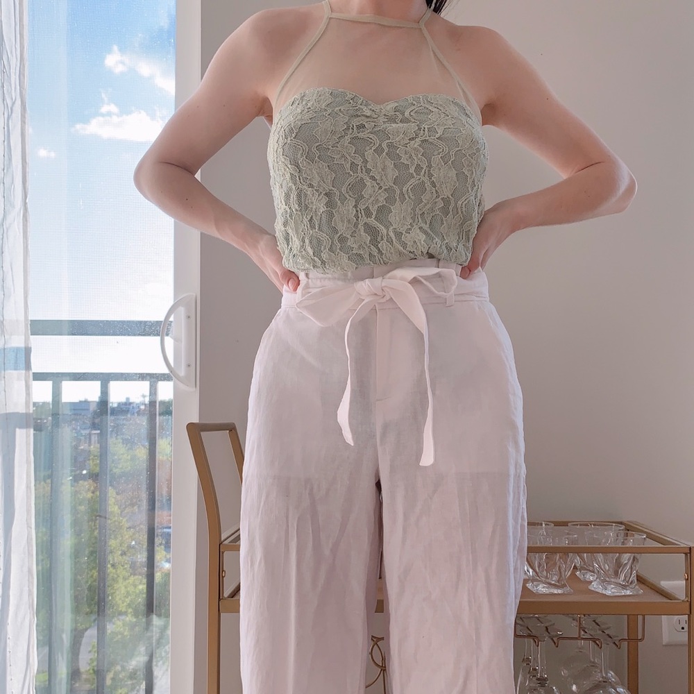 Unique UO Lace and Mesh Halter Tank Top